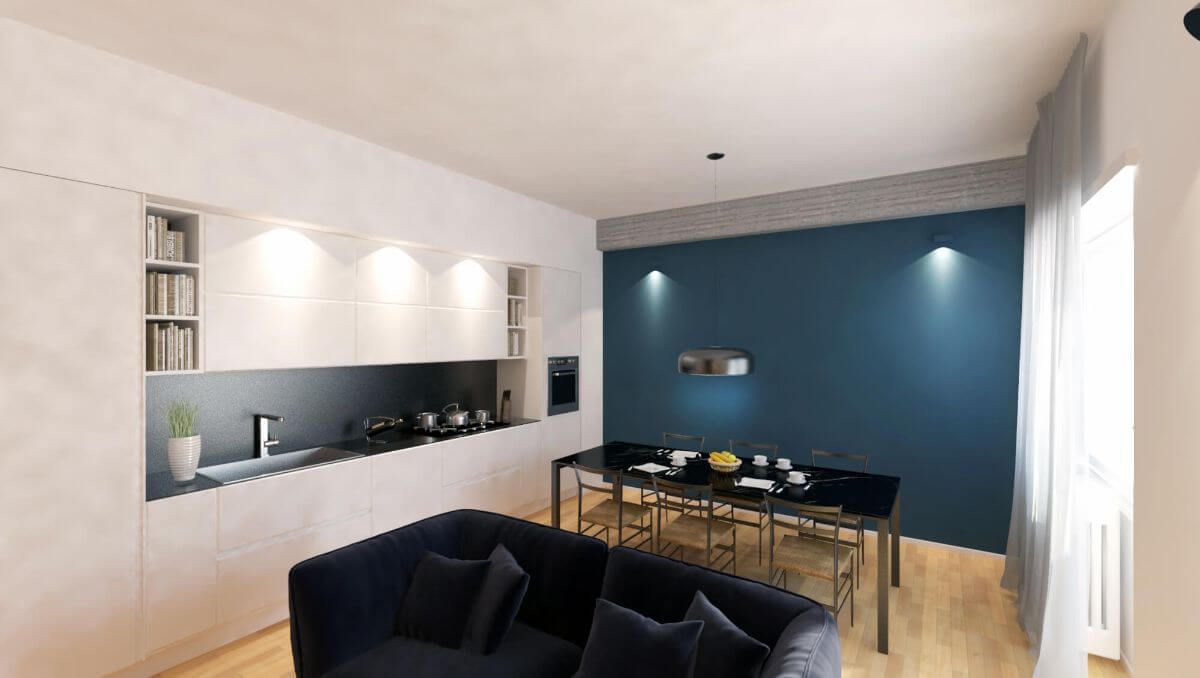 progetto render interno casa e cucina saad roma srl