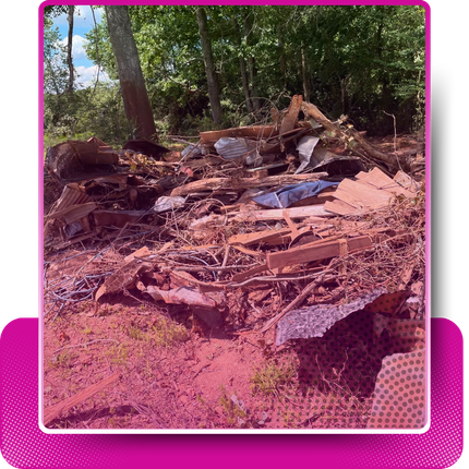 A pile of tree branches with faded pink gradient and a rectangular shape behind it.