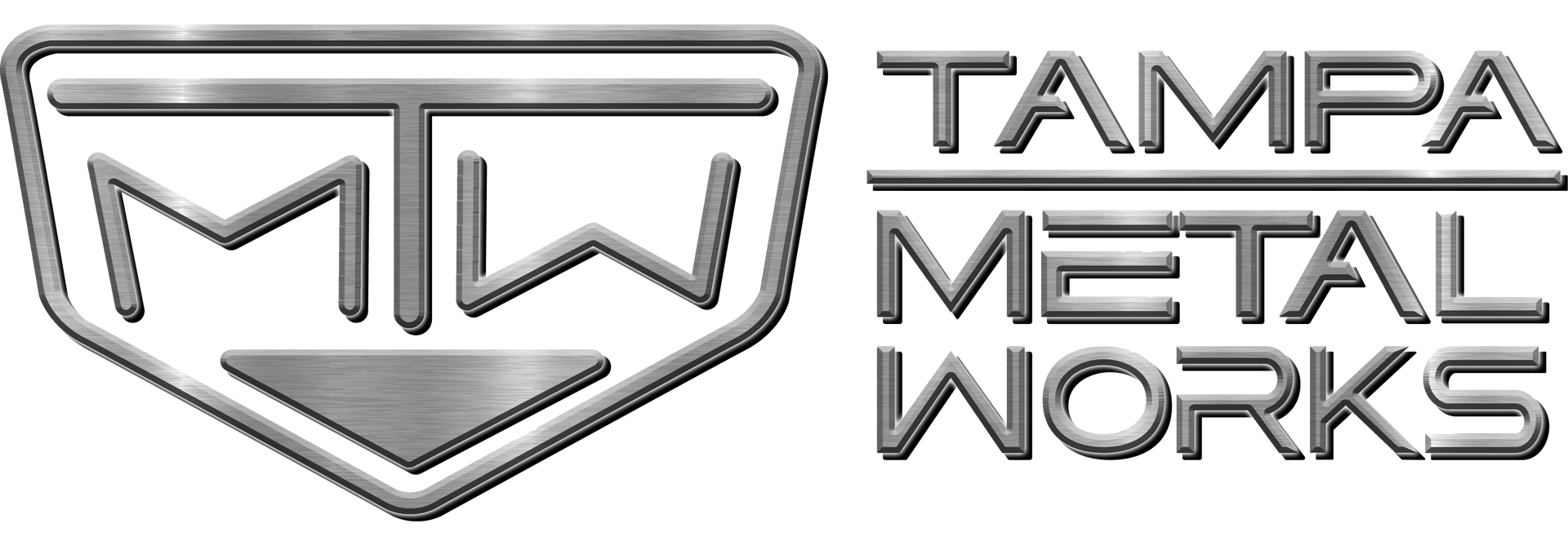 Logo for Tampa Metal Works: a metal shield with 