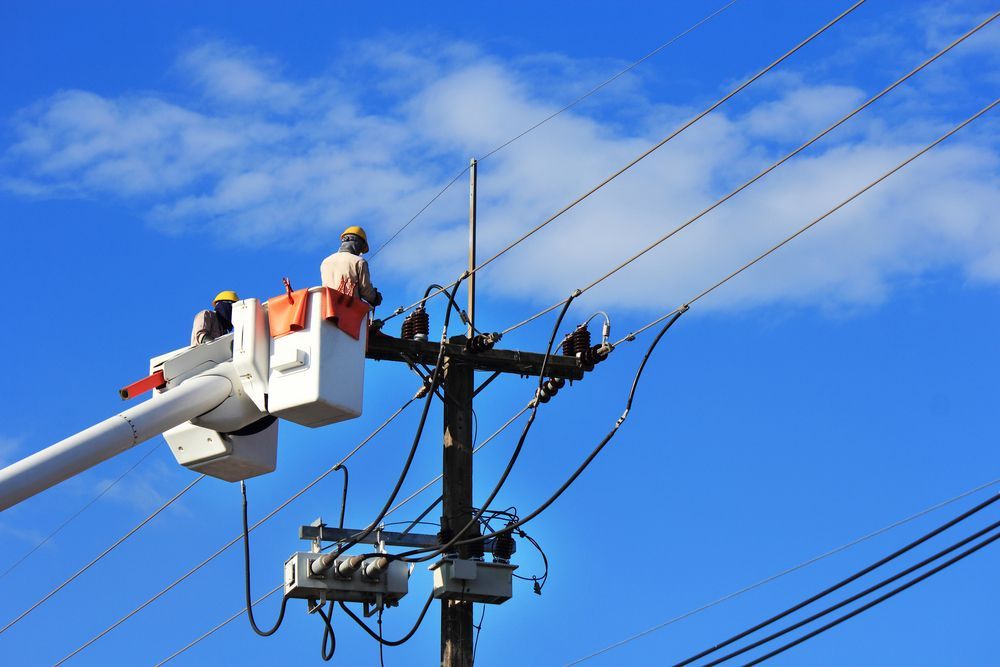 Two Man Working on a Power Line — Australian Mobile Welding Pty Ltd in Atherton, QLD