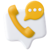 3d Phone handset with speech bubble.. Support, customer service, help, communication concept. Talking with service call support hotline and call center. 3d rendering. Vector illustration