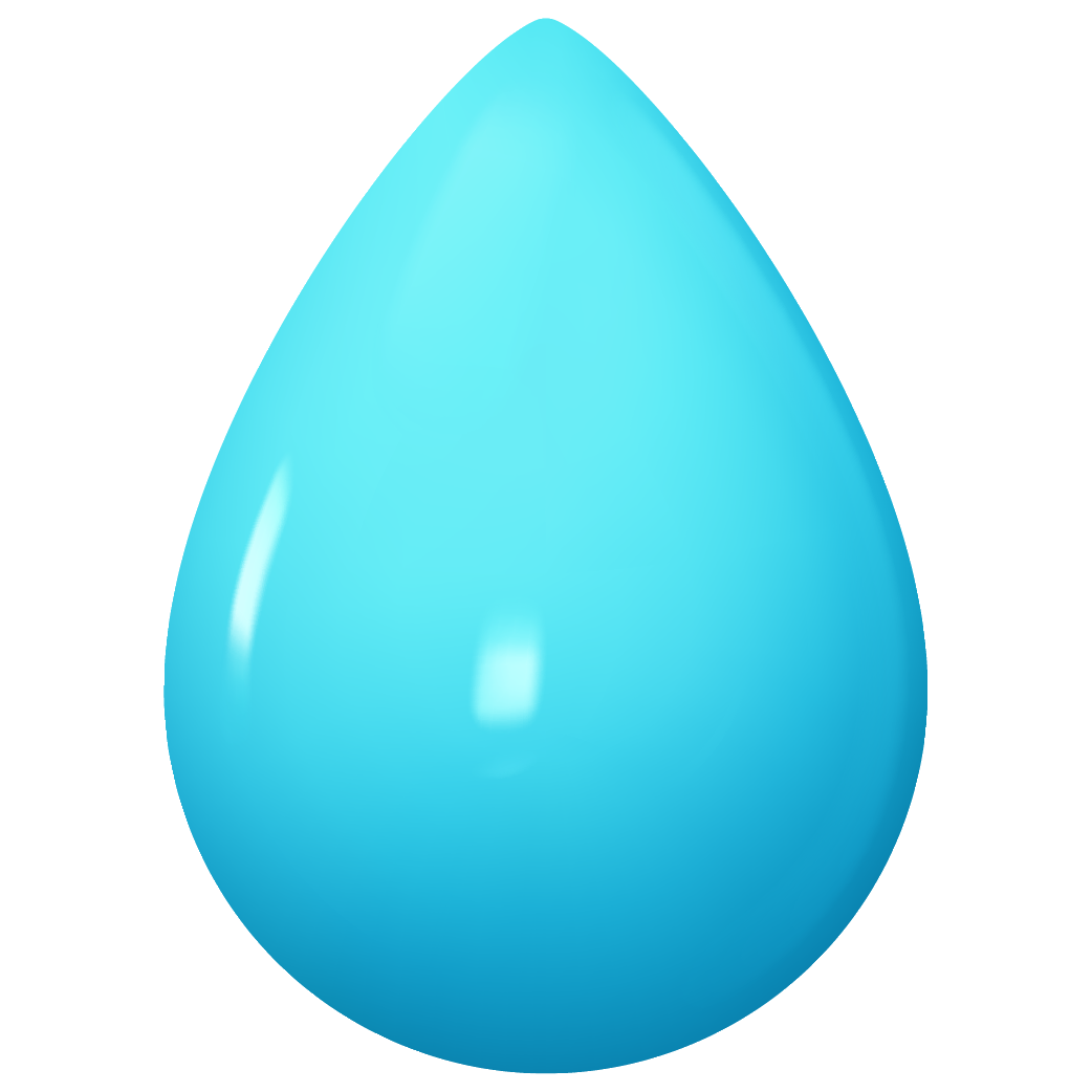 Blue water drop. Icon isolated on white background. Realistic 3d design. Vector illustration