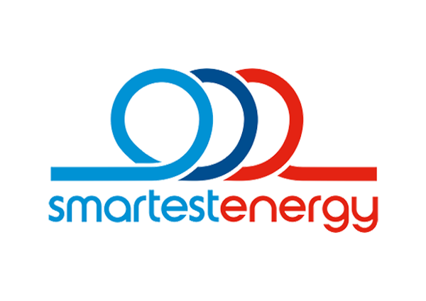 A blue and red smartenergy logo on a white background