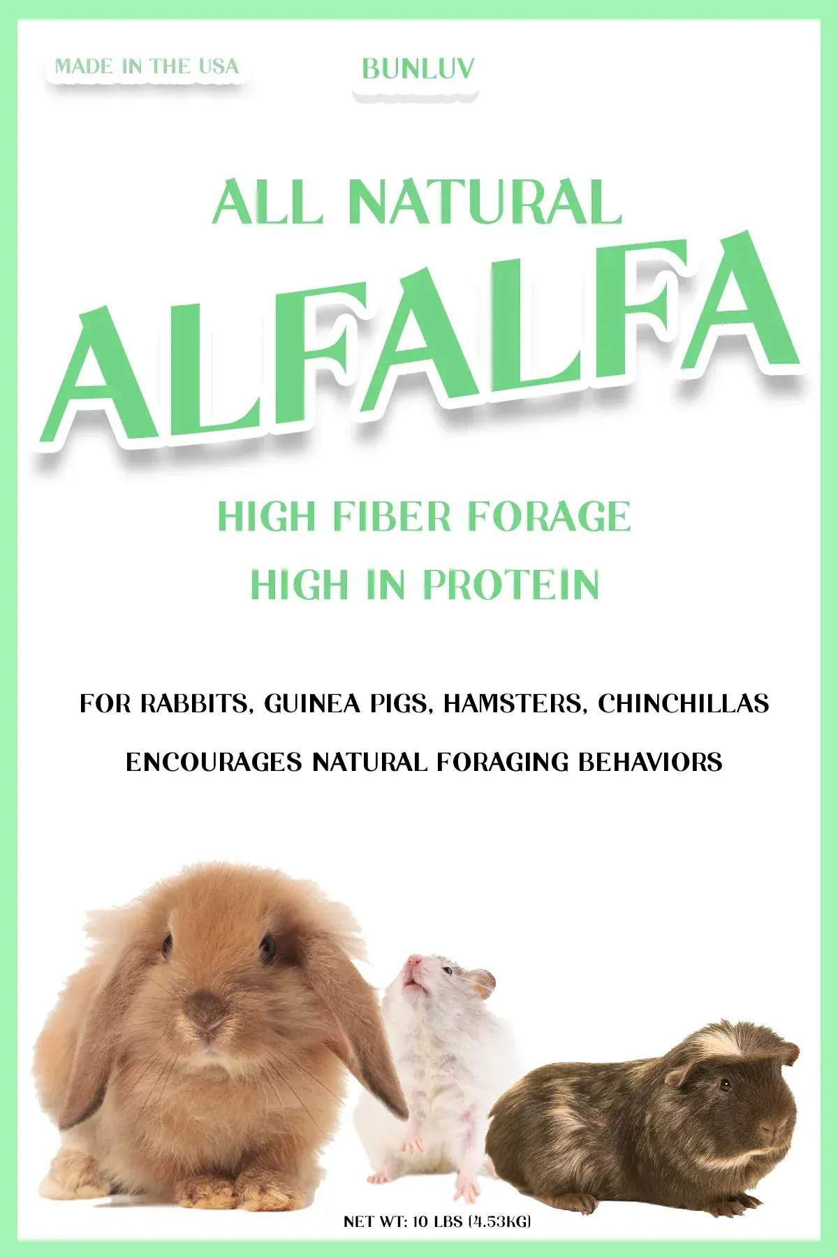 A box of all natural alfalfa for rabbits , guinea pigs , hamsters and chinchillas