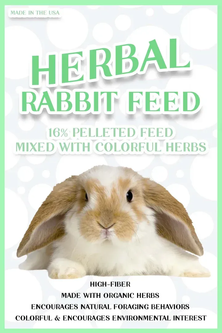 Herbal rabbit feed is a pelleted feed mixed with colorful herbs.