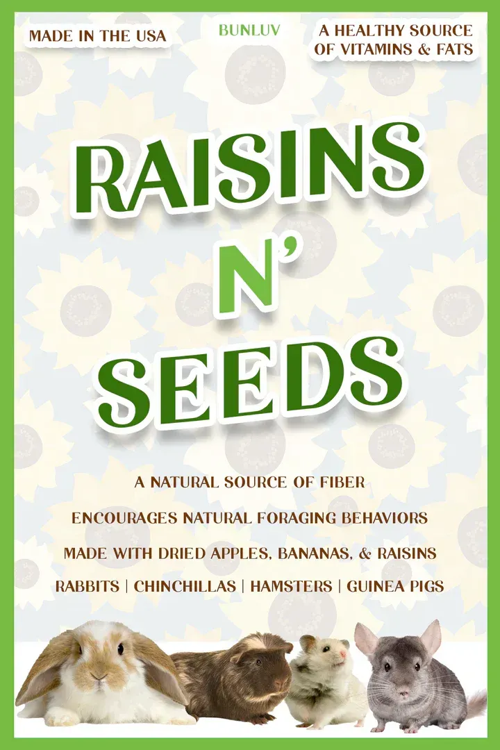 A box of raisins n ' seeds for small animals.