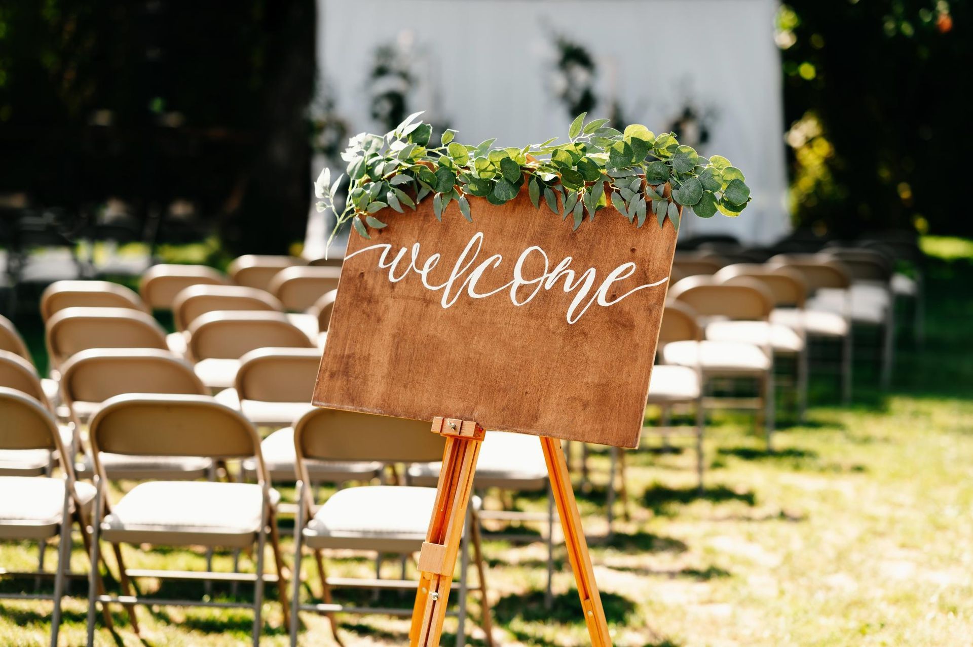 Wedding welcome sign with 