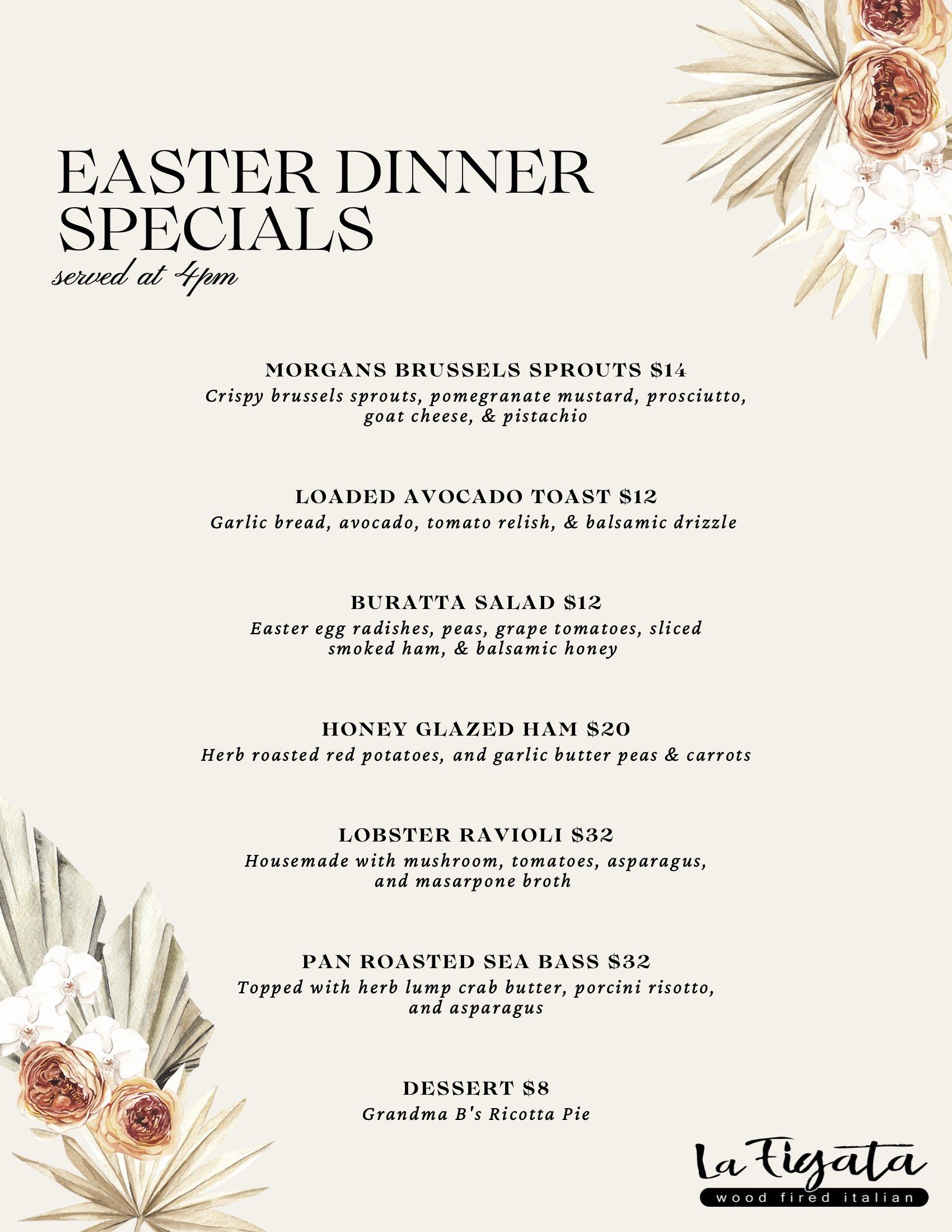La Figata Easter Dinner Specials 2022