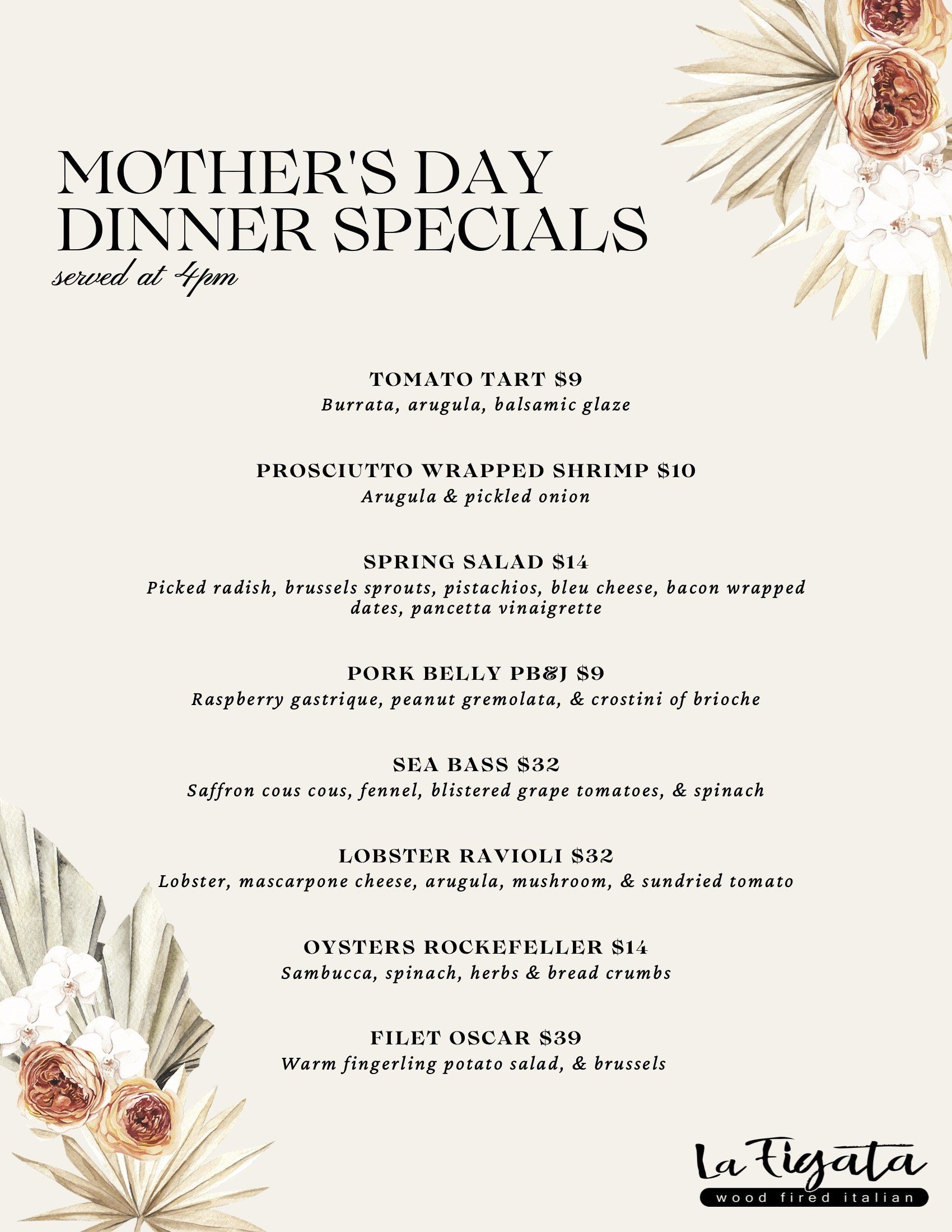 La Figata Mother's Day Dinner Specials 2022