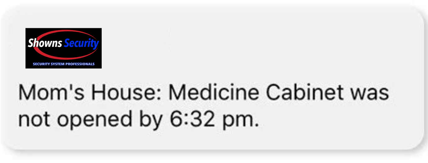 A message that says mom 's house medicine cabinet was not opened by 6:32 pm