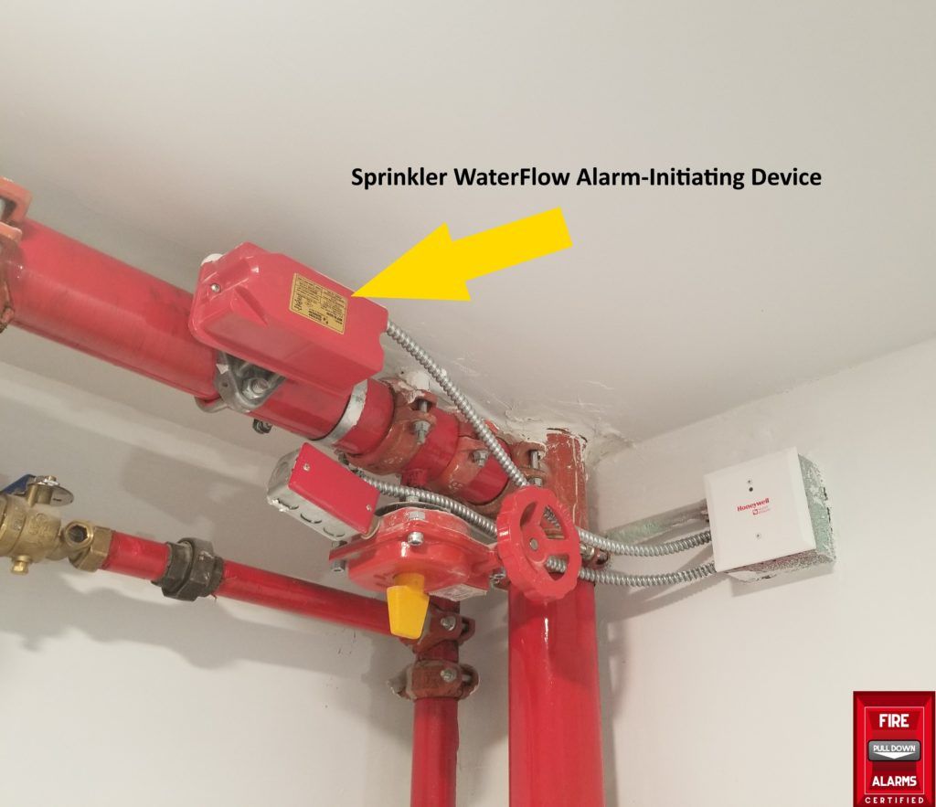 A picture of a sprinkler water flow alarm initiating device