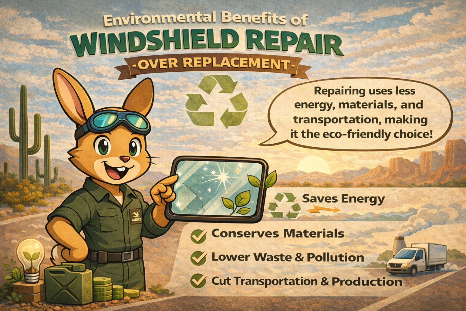 Environmental benefits of windshield repair over replacement in Phoenix