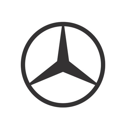 Mercedes-Benz logo: A three-pointed star inside a circle, both in dark gray.