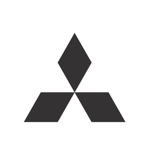 Mitsubishi logo: Three connected dark gray diamonds arranged in a triangular shape, representing the company.