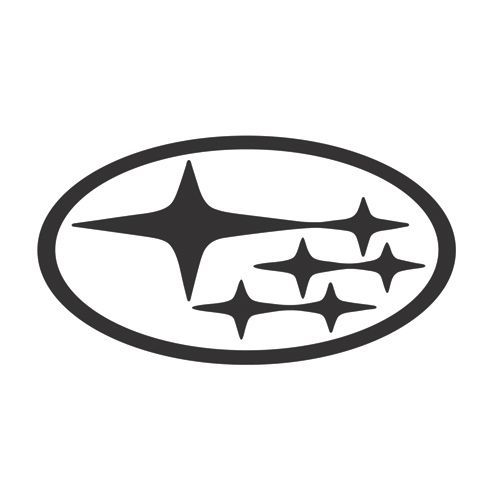 Subaru logo: a dark gray oval containing five stars of various sizes.