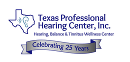 The logo for texas professional hearing center inc. celebrating 25 years