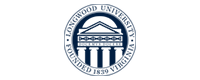 A blue and white logo for longwood university