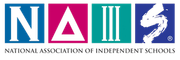 Logo of National Association of Independent Schools with colored squares containing letters and symbols.
