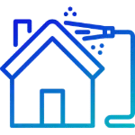 An icon of a house with a hose attached to it.