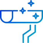A blue icon of a sink with stars on it.