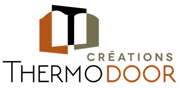 Un logo pour les créations de portes thermos avec une photo d'une porte