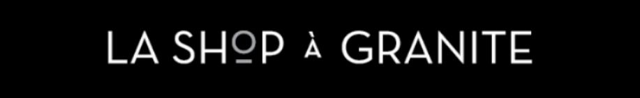 La boutique un logo en granit sur fond noir