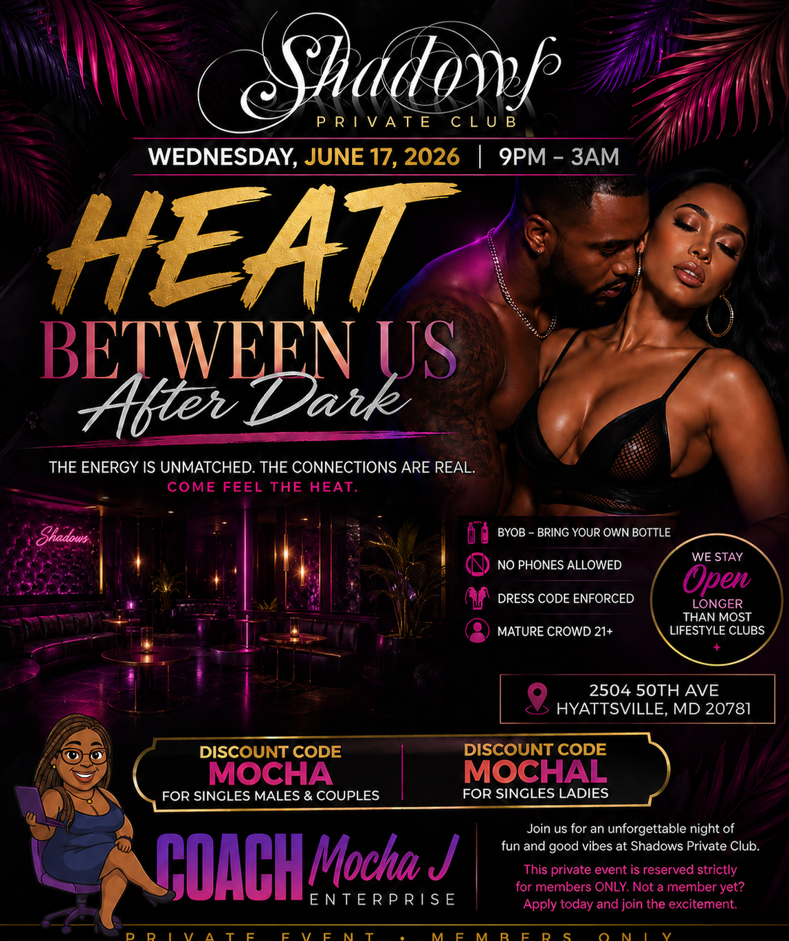 Shadows Presents Lovers Lane: A Midweek Escape Hosted By Coach Mocha