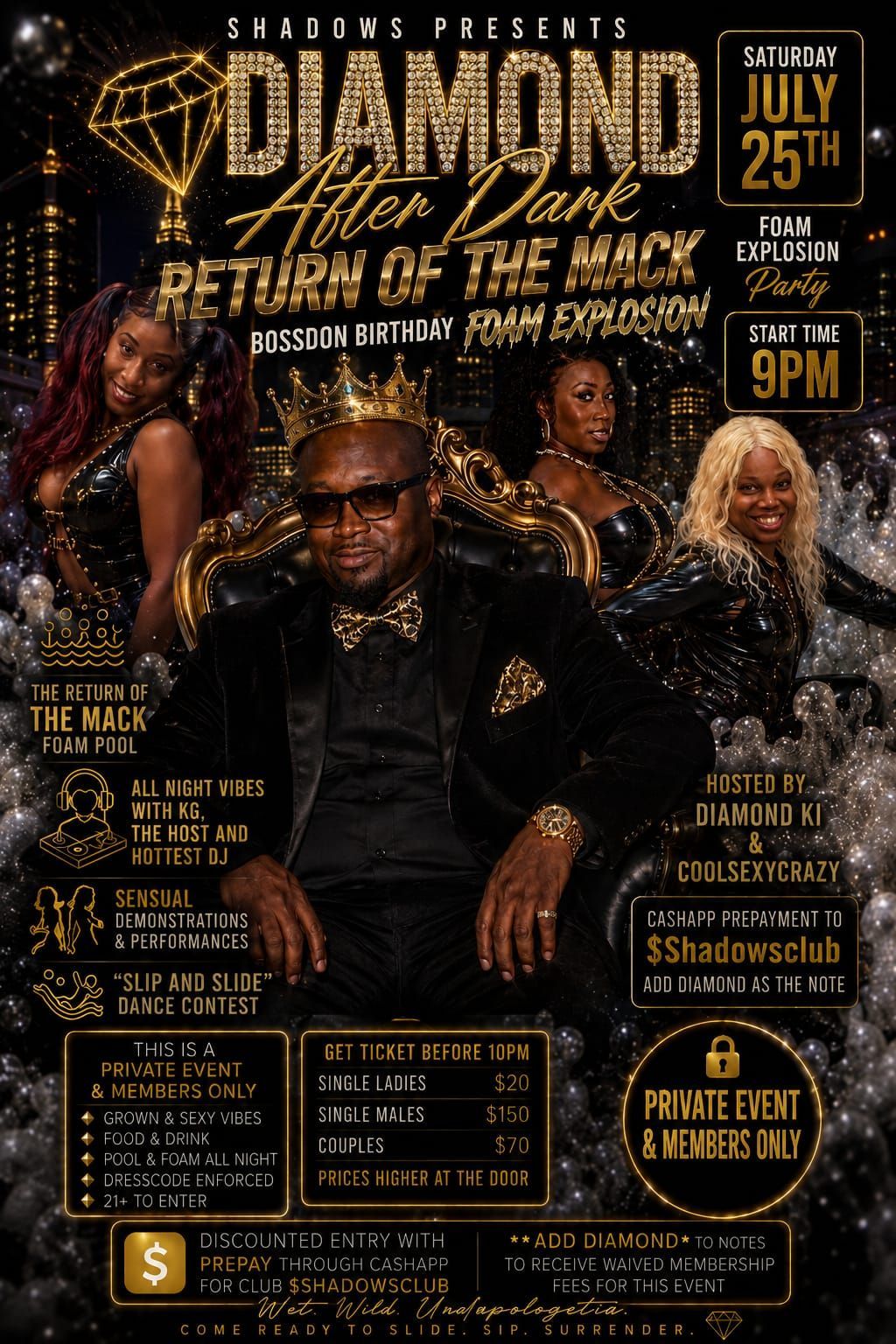 Diamond After Dark: Return of the Mack – Bossdon Birthday Foam Explosion