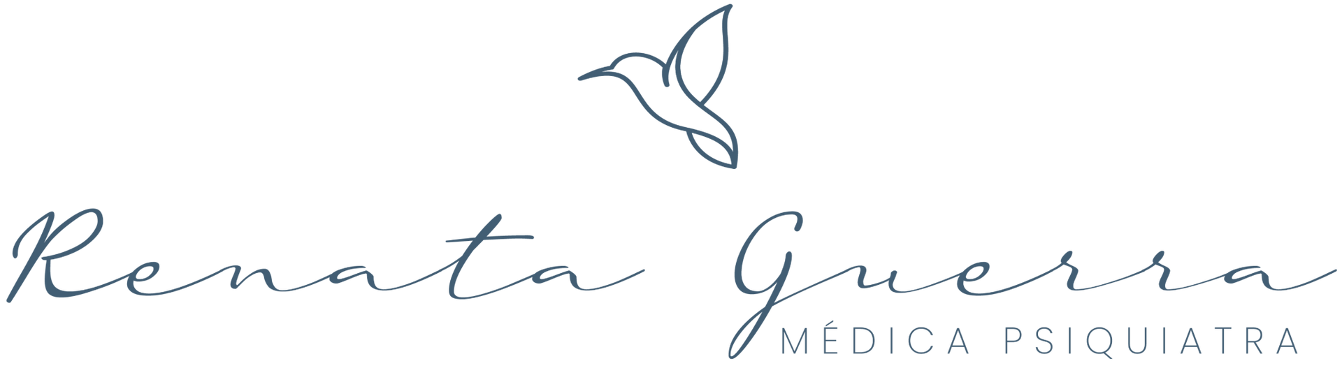 Um logotipo manuscrito para renata guerra com um pássaro nele.