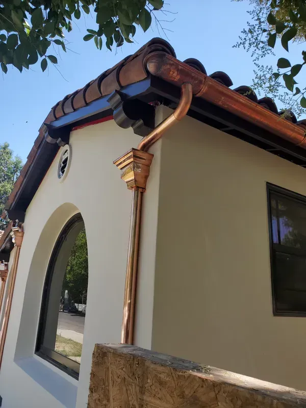 A Copper Gutter Attached to A House | Santa Rosa, CA | Morris Heating and Sheet Metal