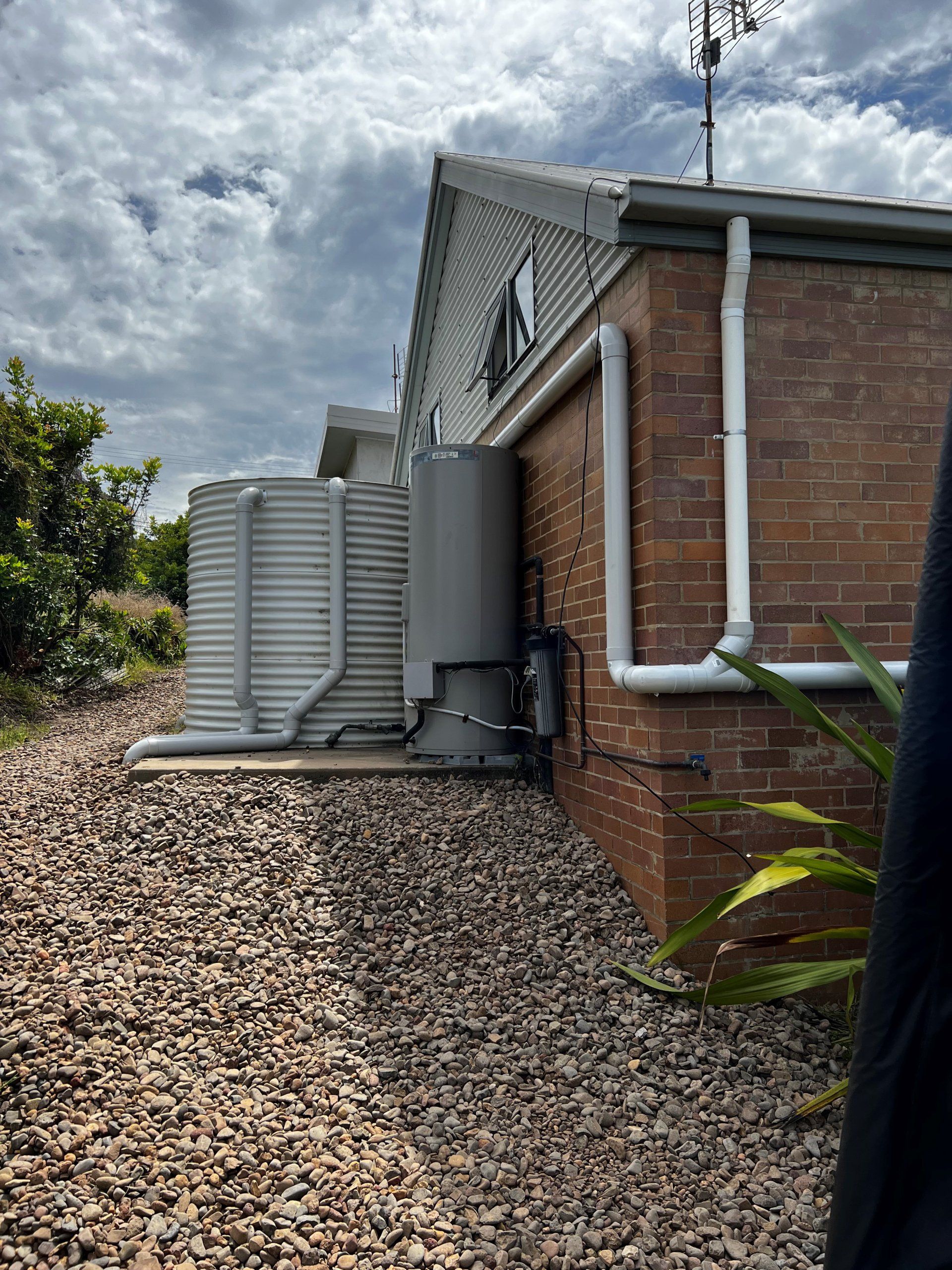 water tower on side of building