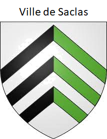 Les armoiries de la ville de saclas sont noires et blanches avec des rayures vertes.