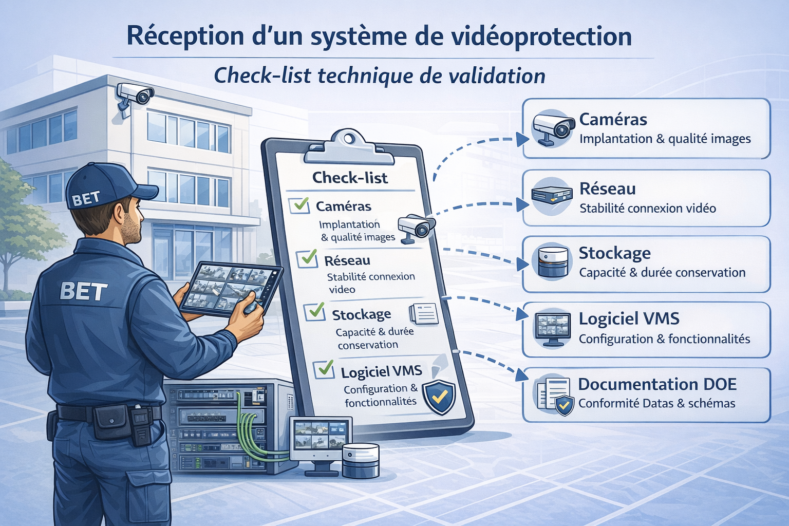 Check-list technique du BET pour la réception d’un système de vidéoprotection avec contrôle cameras
