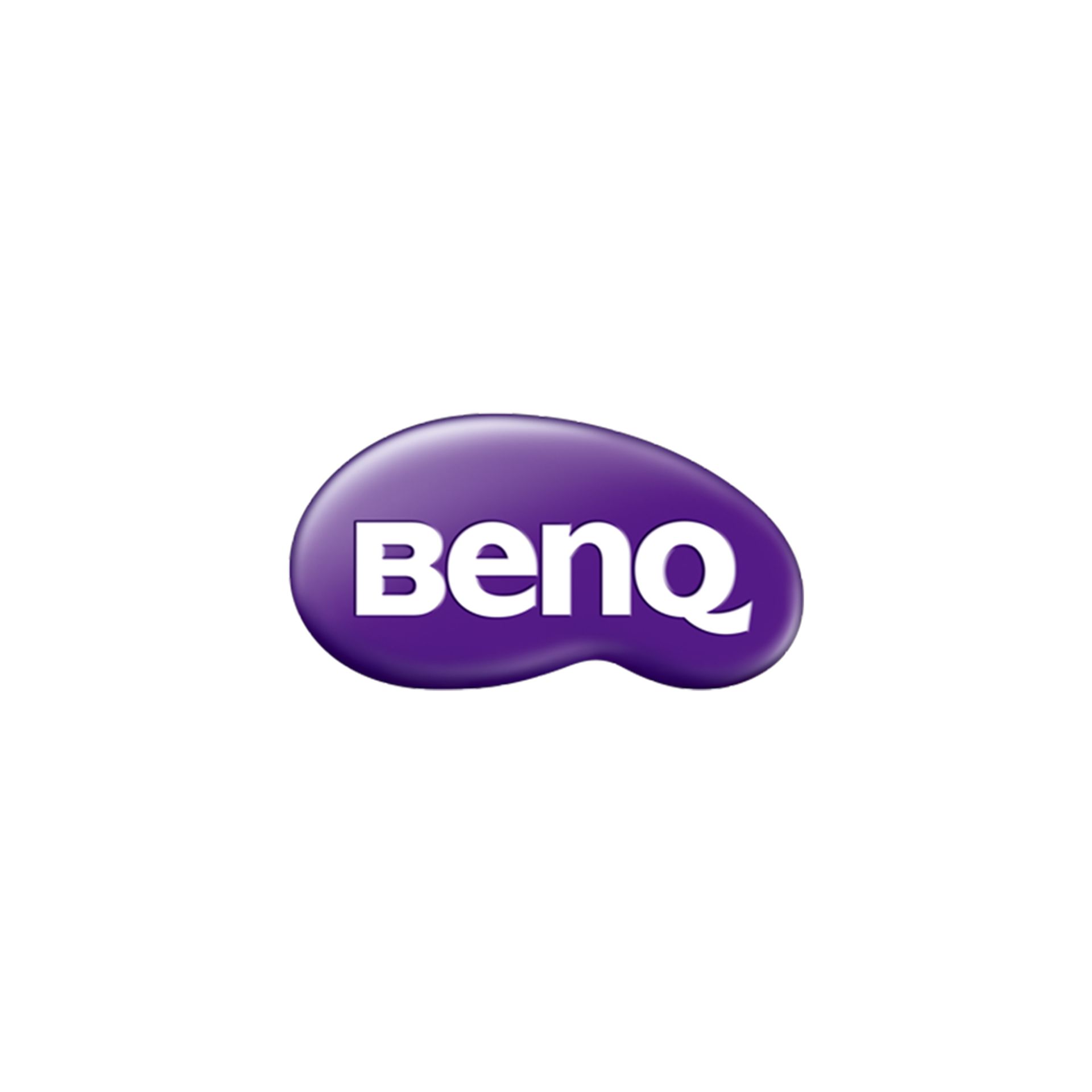 Ein lila Benq-Logo auf weißem Hintergrund