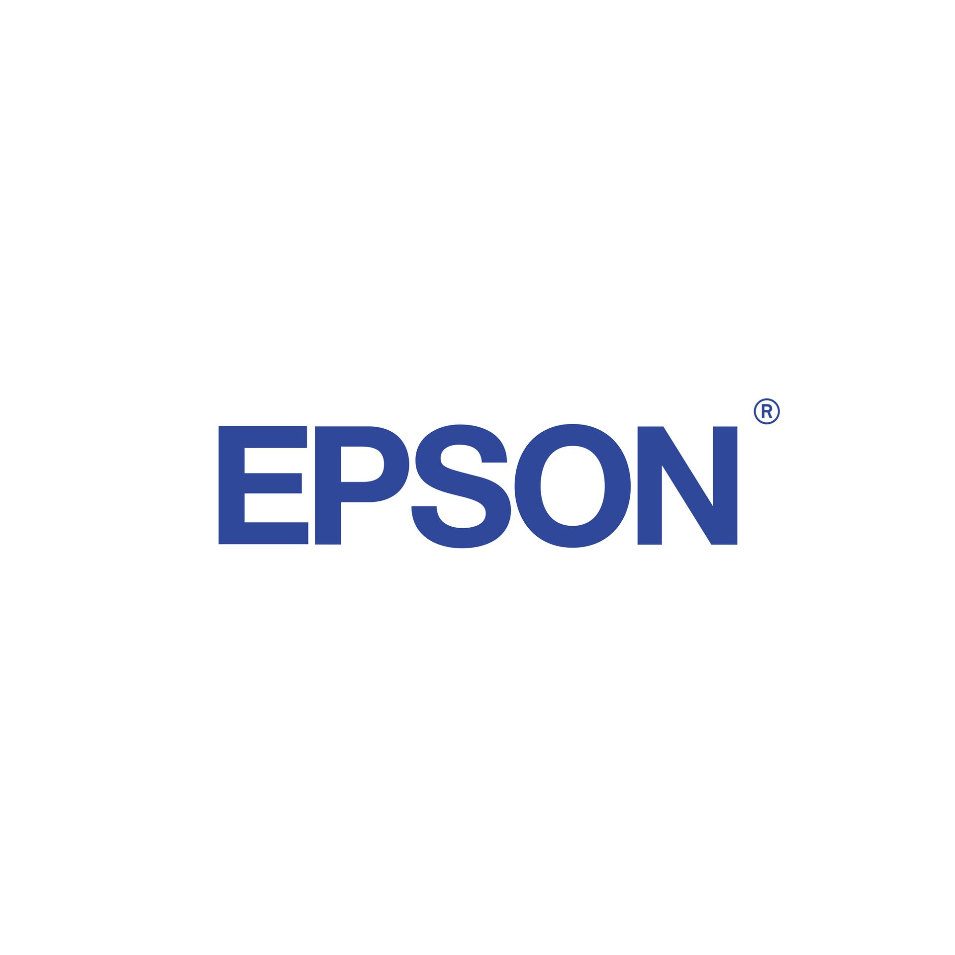 Das Epson-Logo ist blau und weiß auf weißem Hintergrund.