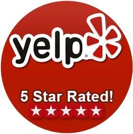 A yelp logo that is 5 star rated
