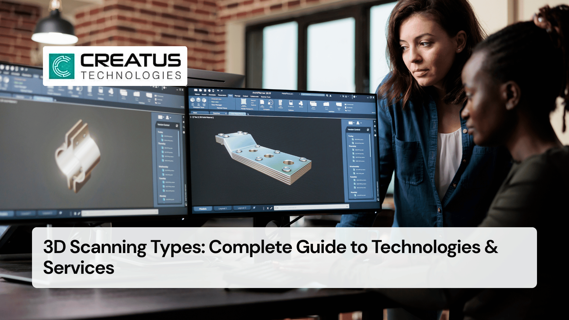 Industrial technician performing 3D scanning of a mechanical component in an engineering workshop