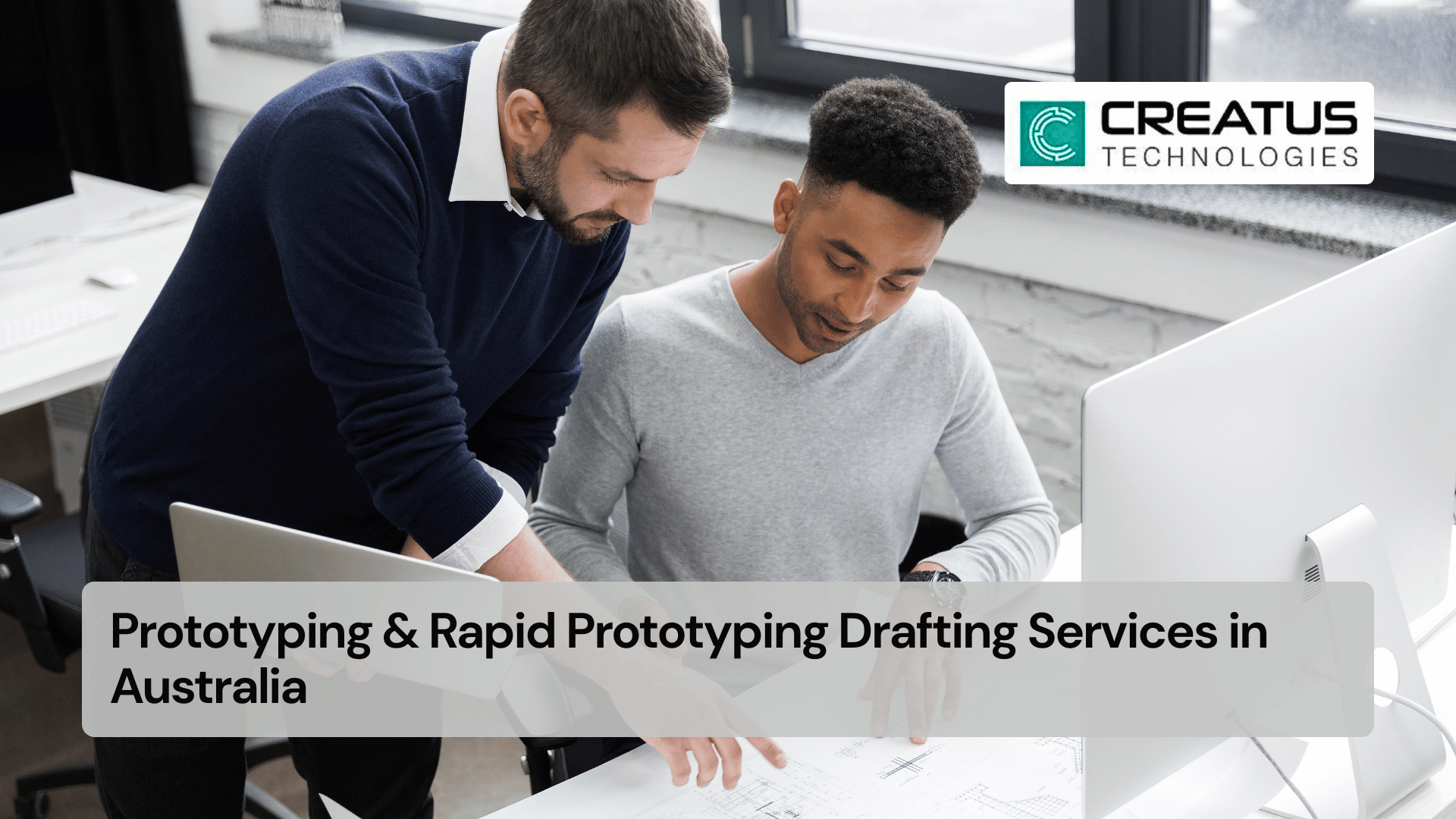 Mechanical engineer reviewing 3D CAD prototype model alongside physical 3D printed component