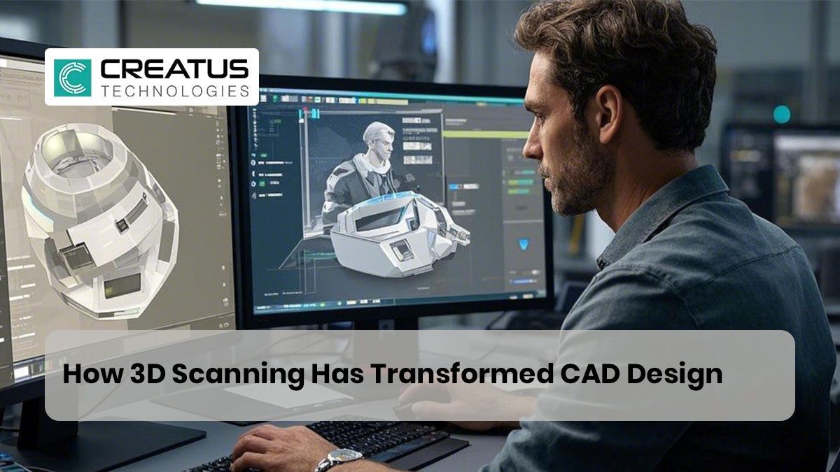 Engineer using 3D scanning technology to create CAD models of mechanical components.