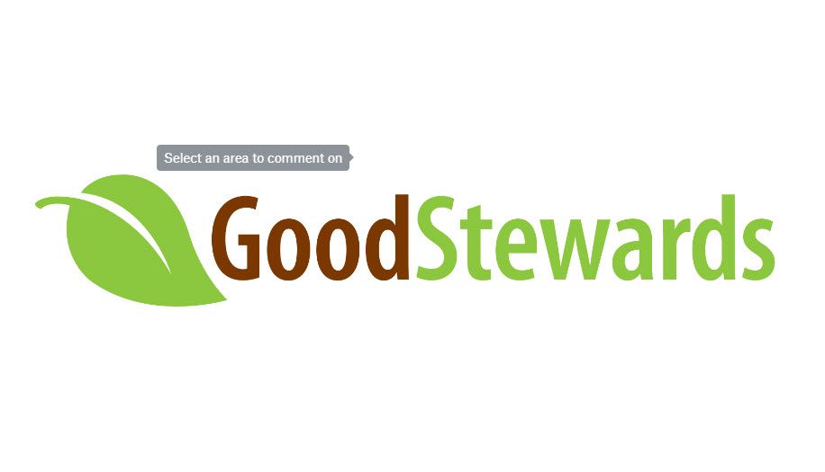 A logo for goodstewards with a green leaf on a white background.