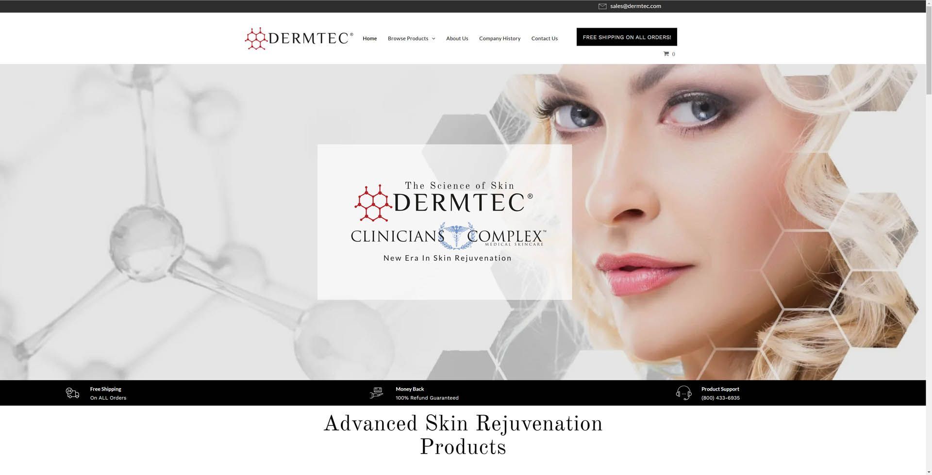 A woman 's face is on the homepage of a website.