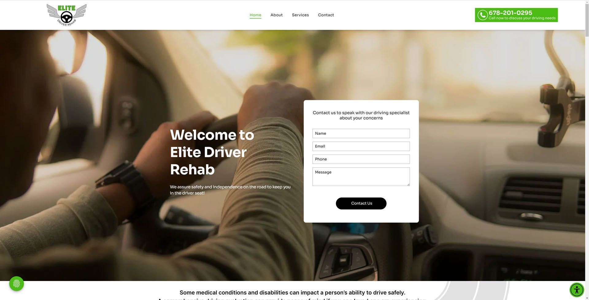 A man is driving a car on a website.
