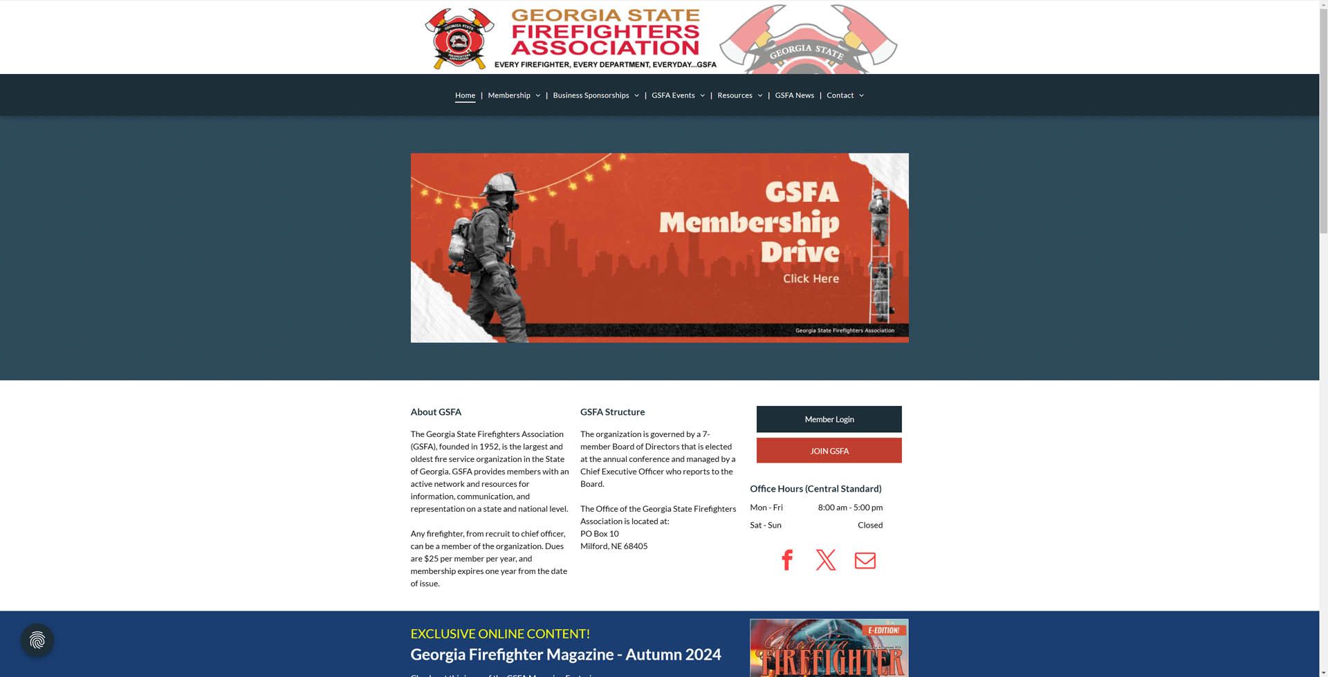 A screenshot of a website for the gsfa membership drive
