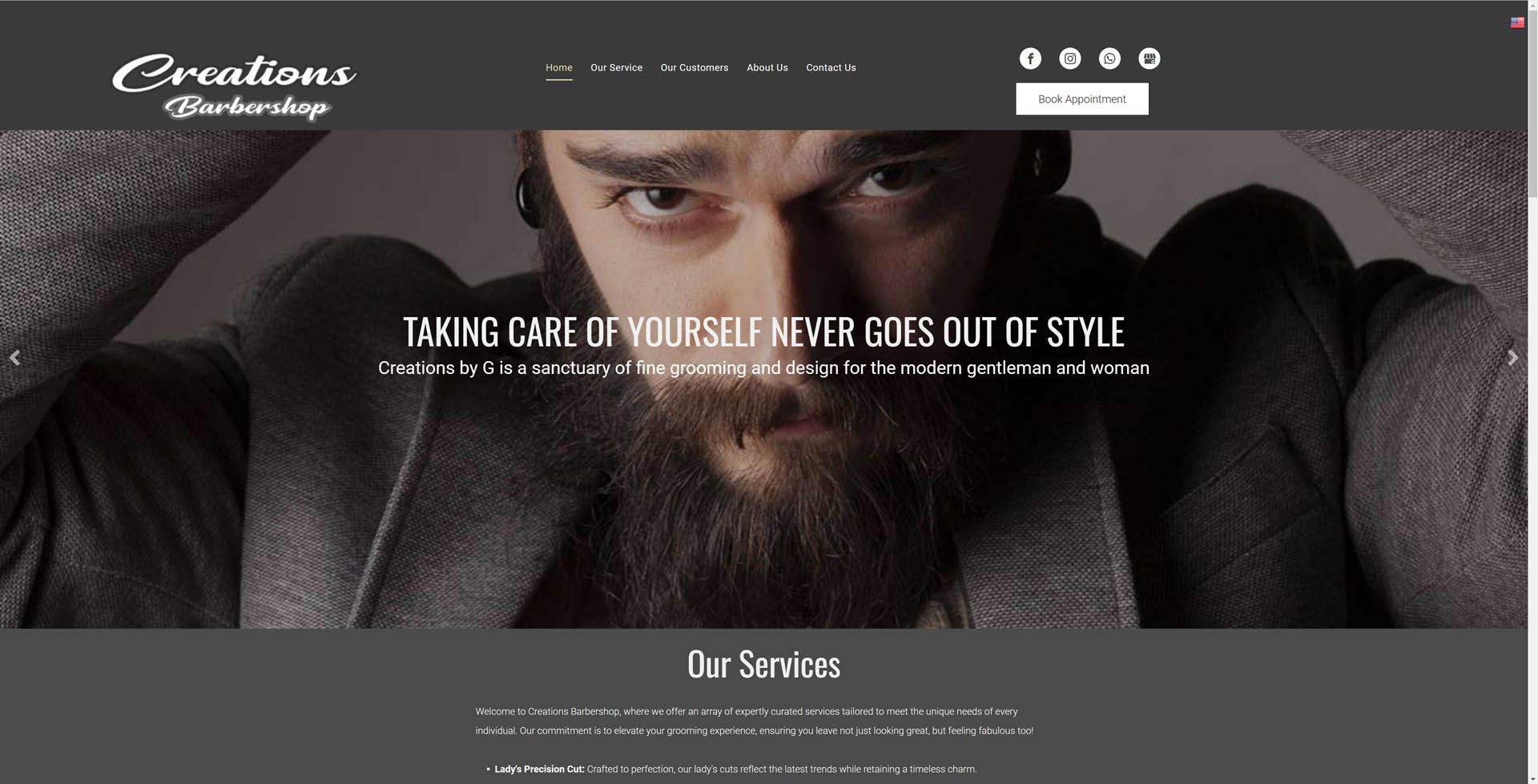 A man with a beard is on the homepage of a website.
