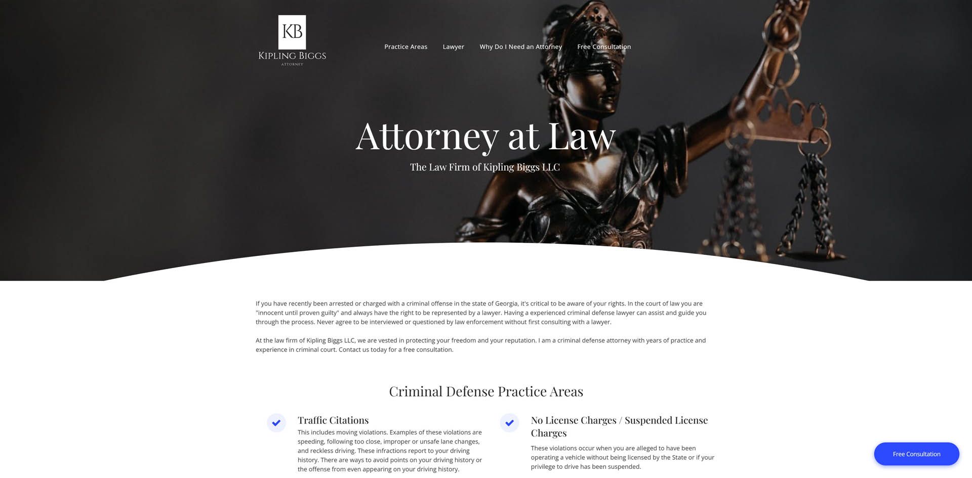 A statue of a woman holding a scale of justice on a website.