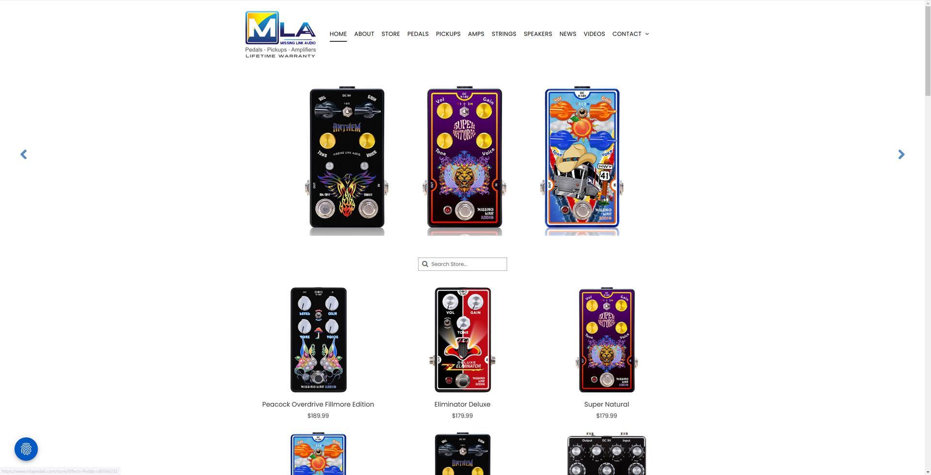 There are many different types of guitar pedals on the website.