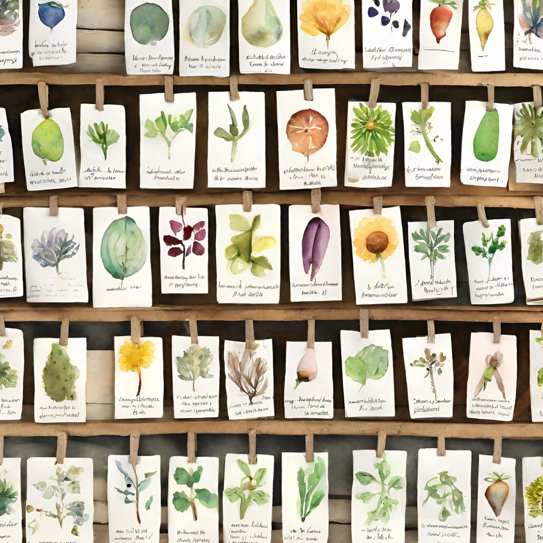 Watercolor renderings of various plants