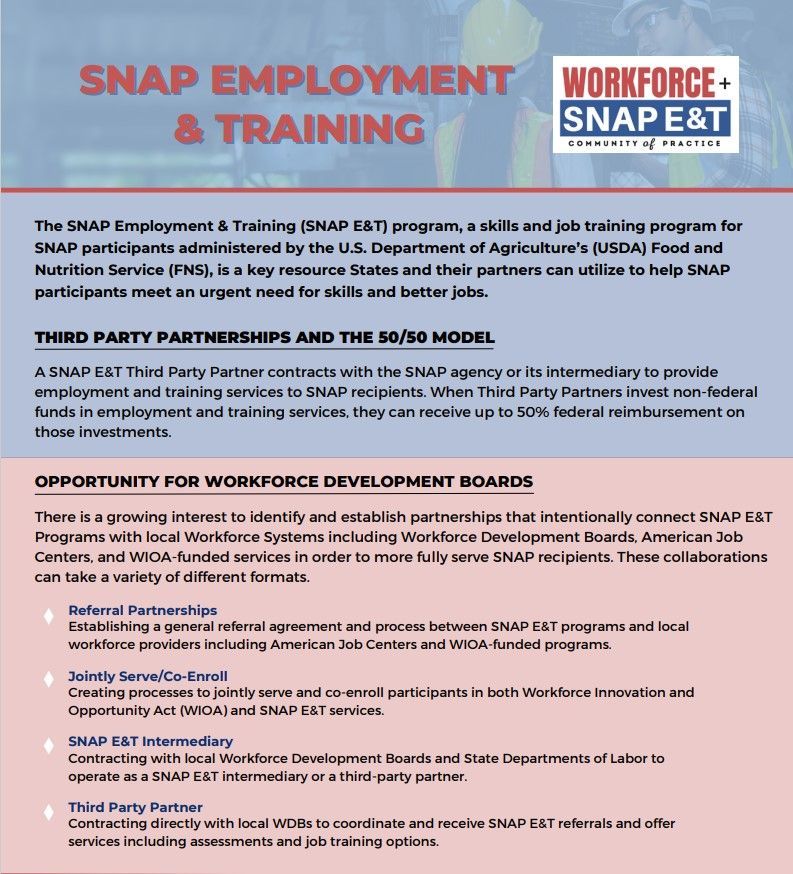 A pamphlet about snap employment and training