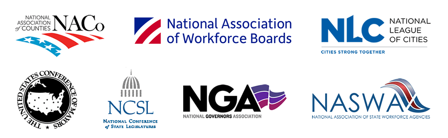 A group of logos for national association of workforce boards