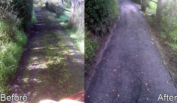 Before and After Pressure Washing on Road — Monterey, CA — Better View Window Cleaners